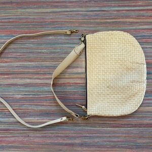 Clare V Moyen Messenger Buttercream Woven Checker